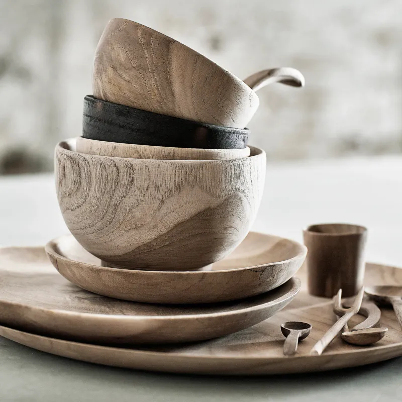 Tallerken Ø18 Natur - Teak 