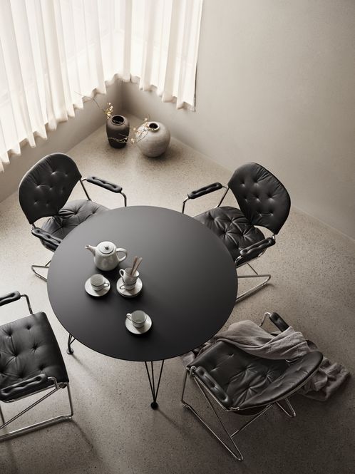 Hovedbilde DUX Inter spisebord, sort laminat / chrome, Ø110 ...