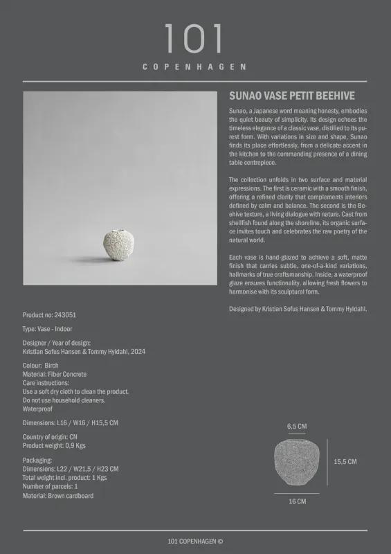 101 Copenhagen Sunao vase, Petit - Beehive 
